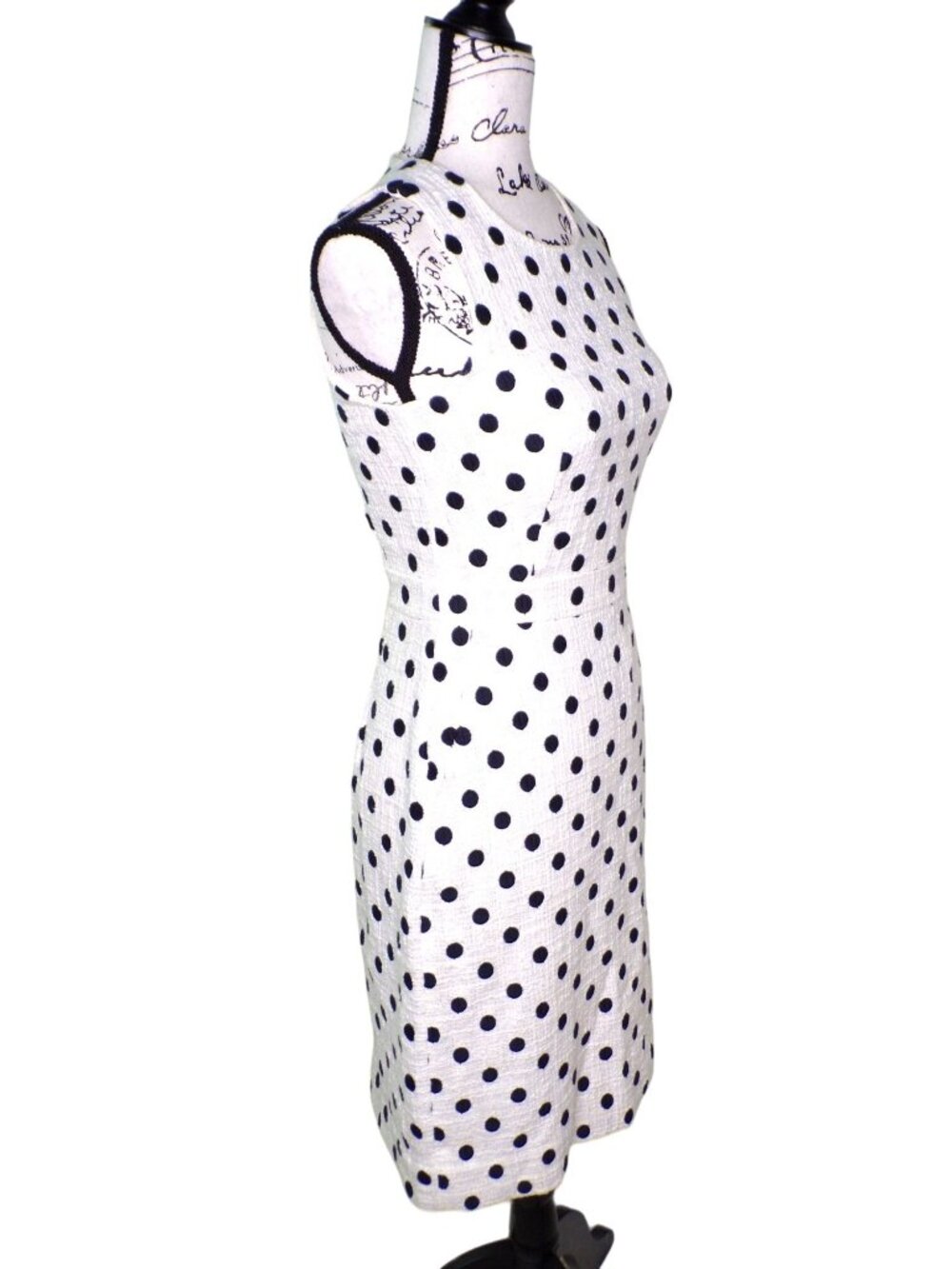 πJ CREW Polka Dot Textured Sheath Dress Black White Size 0 #G3726 - Picture 4 of 11
